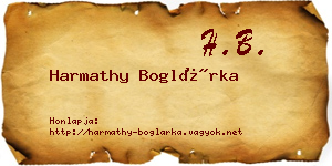 Harmathy Boglárka névjegykártya
